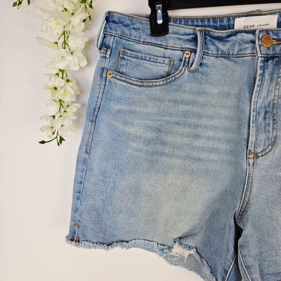 Dear John Julian Shorts High Rise Light Wash Distressed Raw Hem Denim Size 33 - Picture 4 of 13